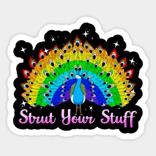 Strut Your Stuff Peacock Rainbow LGBT Pride Sticker